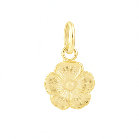 Gold hibiscus flower charm with delicate polished petals