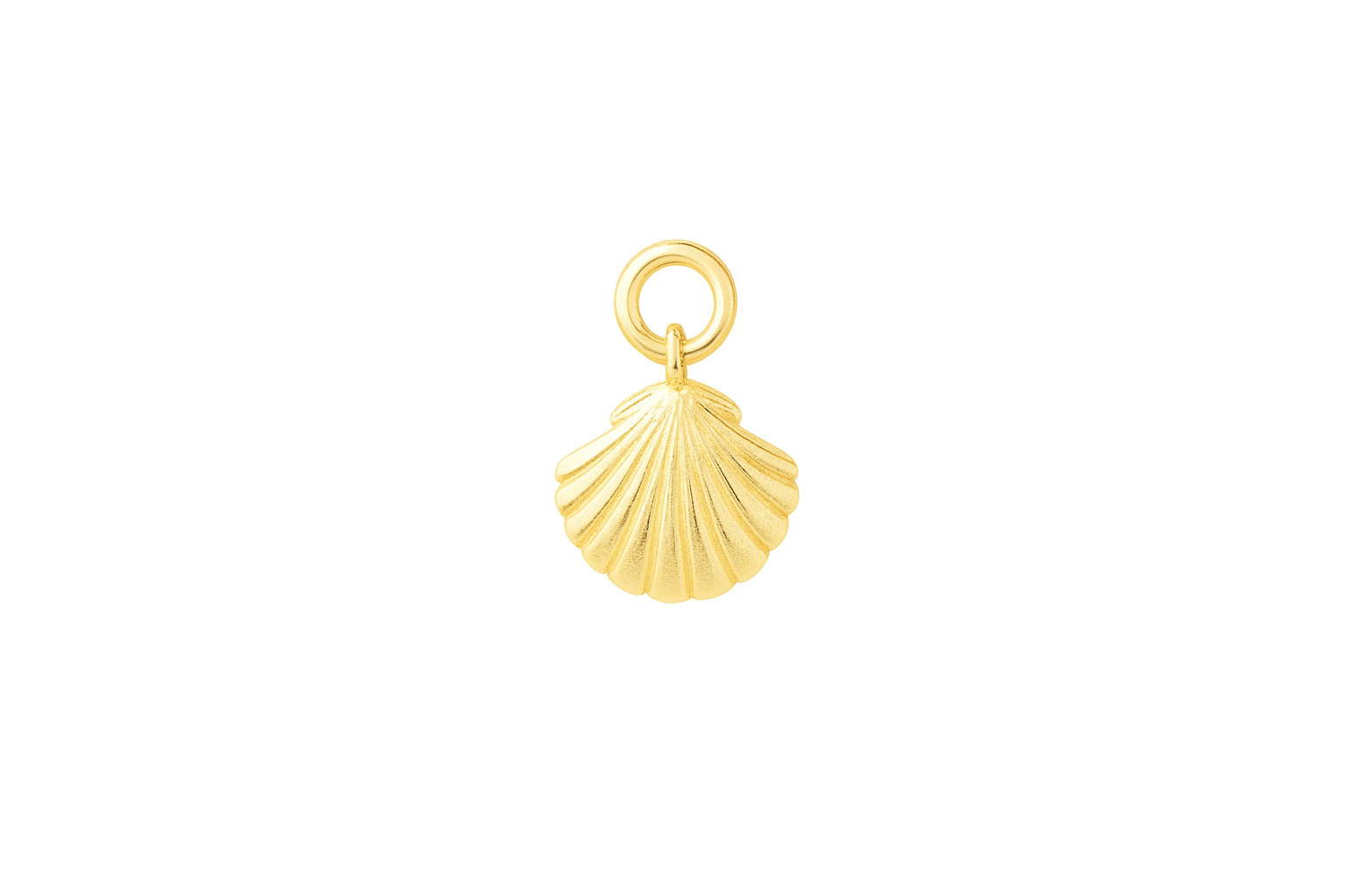 Gold sea shell charm with smooth polished detailing