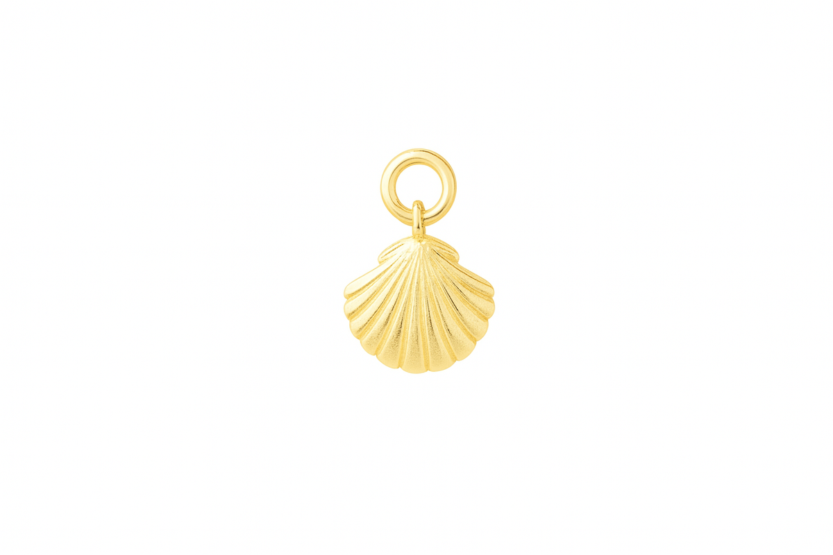 Gold sea shell charm with smooth polished detailing